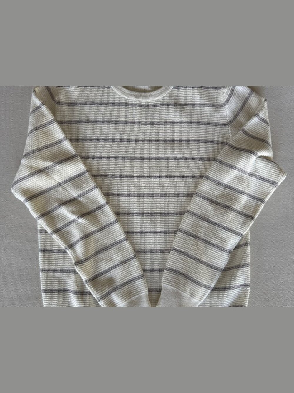 Reiss Sweater Cream Grey Striped Knit Size L